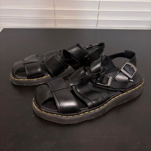 Dr. Martens KASSION  Brando Black Leather Sandal Size 12 Men’s Gently Worn main image 4
